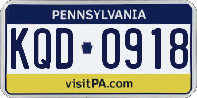 PA license plate KQD0918