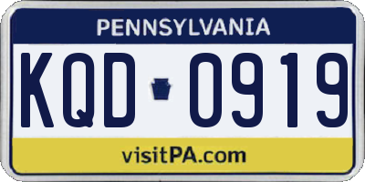 PA license plate KQD0919