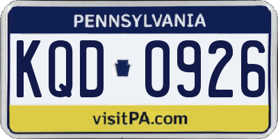 PA license plate KQD0926