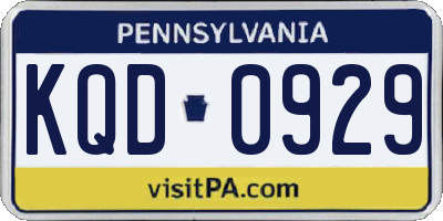 PA license plate KQD0929