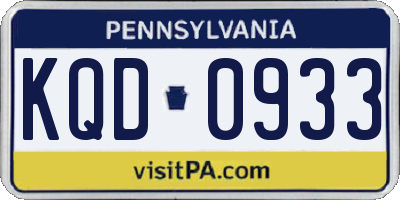PA license plate KQD0933