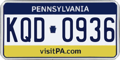 PA license plate KQD0936