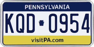 PA license plate KQD0954