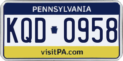 PA license plate KQD0958