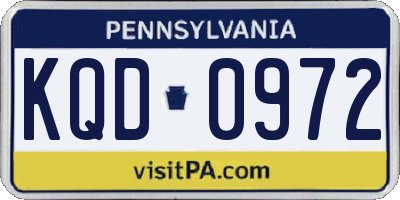 PA license plate KQD0972
