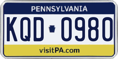 PA license plate KQD0980