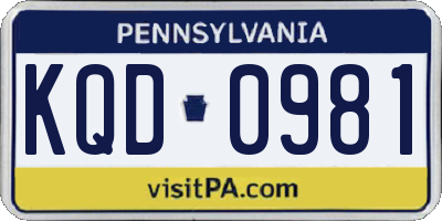 PA license plate KQD0981