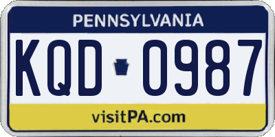 PA license plate KQD0987