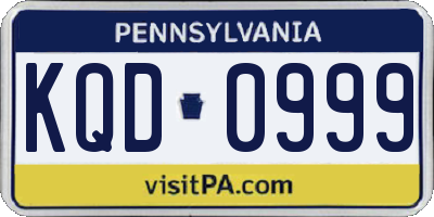 PA license plate KQD0999