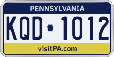 PA license plate KQD1012