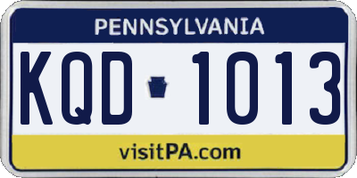 PA license plate KQD1013