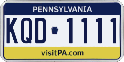 PA license plate KQD1111