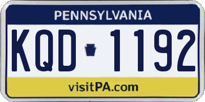 PA license plate KQD1192