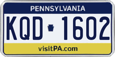 PA license plate KQD1602