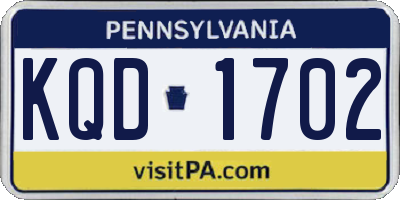 PA license plate KQD1702