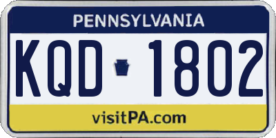 PA license plate KQD1802