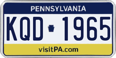 PA license plate KQD1965