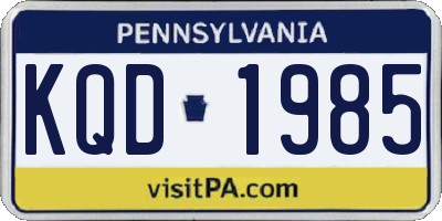 PA license plate KQD1985