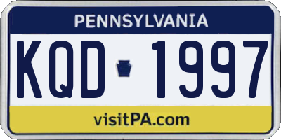 PA license plate KQD1997