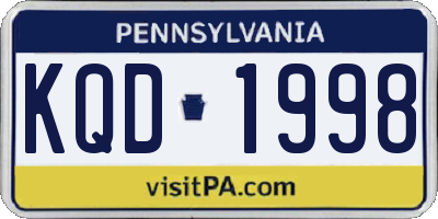 PA license plate KQD1998