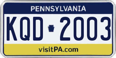PA license plate KQD2003