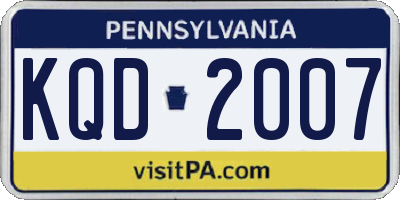 PA license plate KQD2007
