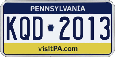 PA license plate KQD2013