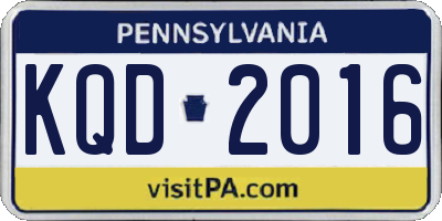 PA license plate KQD2016