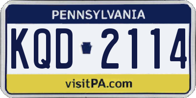 PA license plate KQD2114