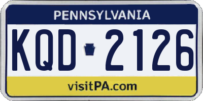 PA license plate KQD2126