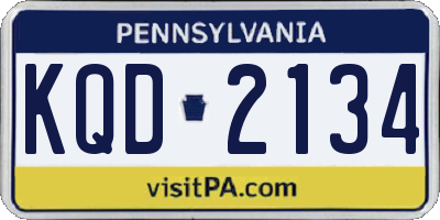 PA license plate KQD2134