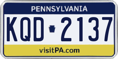PA license plate KQD2137