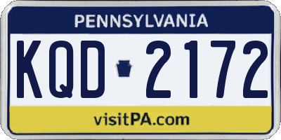 PA license plate KQD2172