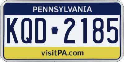 PA license plate KQD2185