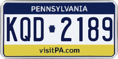 PA license plate KQD2189