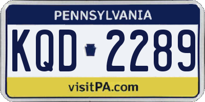PA license plate KQD2289