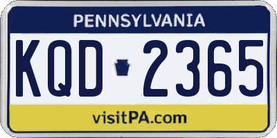 PA license plate KQD2365