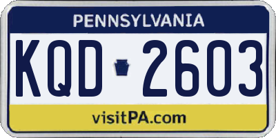 PA license plate KQD2603