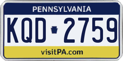 PA license plate KQD2759