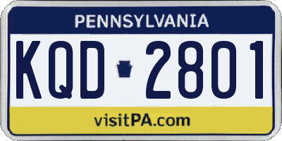 PA license plate KQD2801