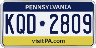 PA license plate KQD2809