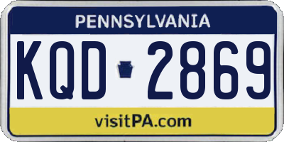 PA license plate KQD2869