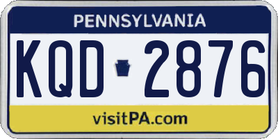 PA license plate KQD2876