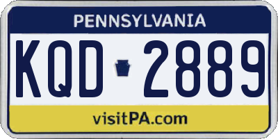 PA license plate KQD2889