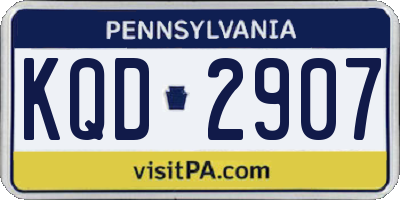 PA license plate KQD2907