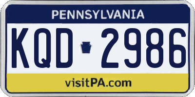 PA license plate KQD2986