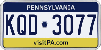 PA license plate KQD3077