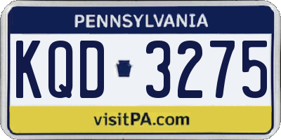 PA license plate KQD3275