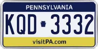 PA license plate KQD3332
