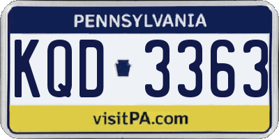 PA license plate KQD3363